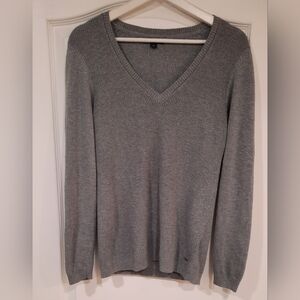 Tommy Hilfiger V-Neck Grey Sweater Woman Medium